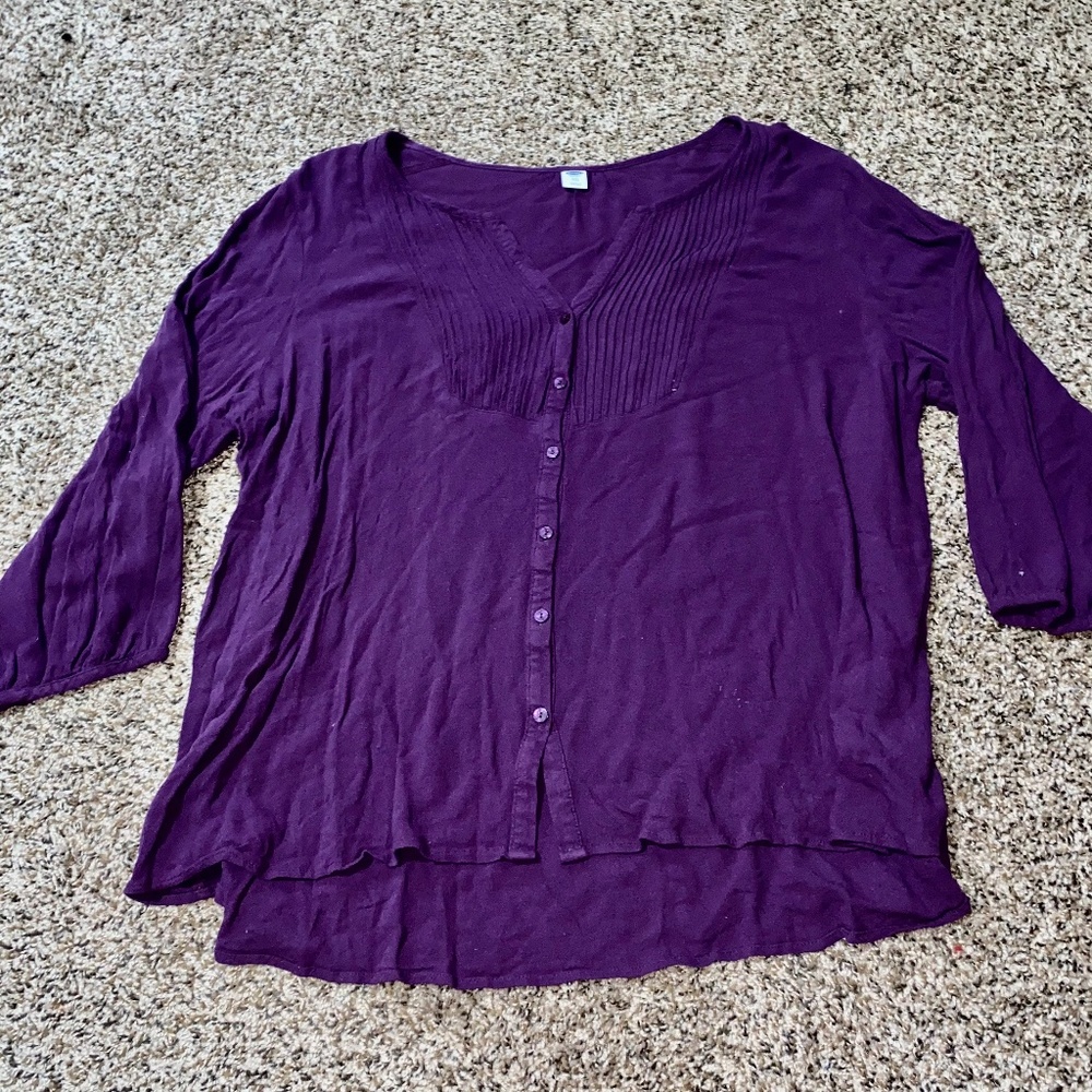 Dark Purple Old Navy Button Up Blouse